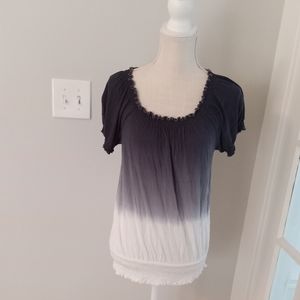 INC BLUE WHITE OMBRE SHORT SLEEVE TOP SIZE S